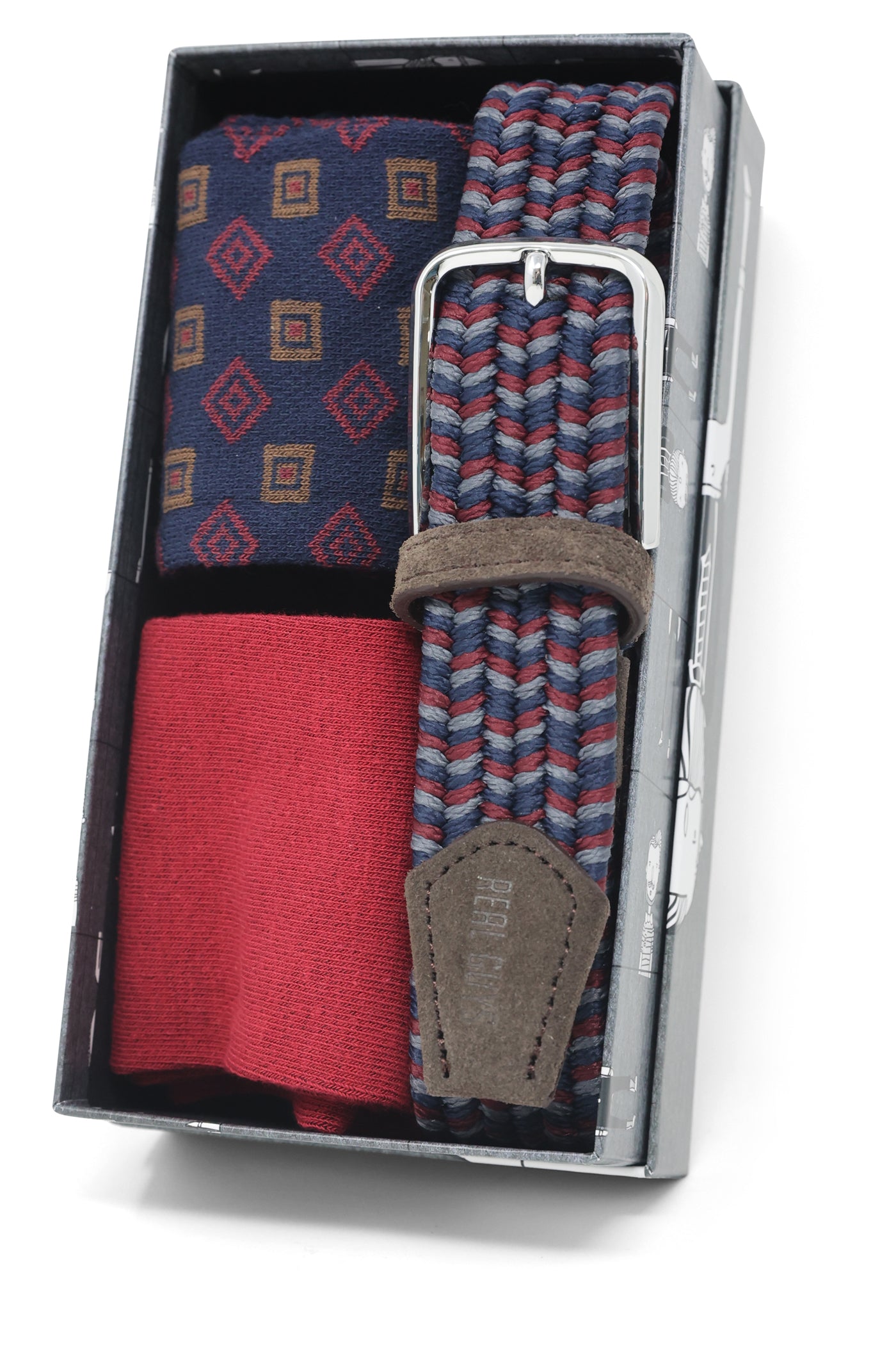 Set Gürtel und Socken - Rot/Blau