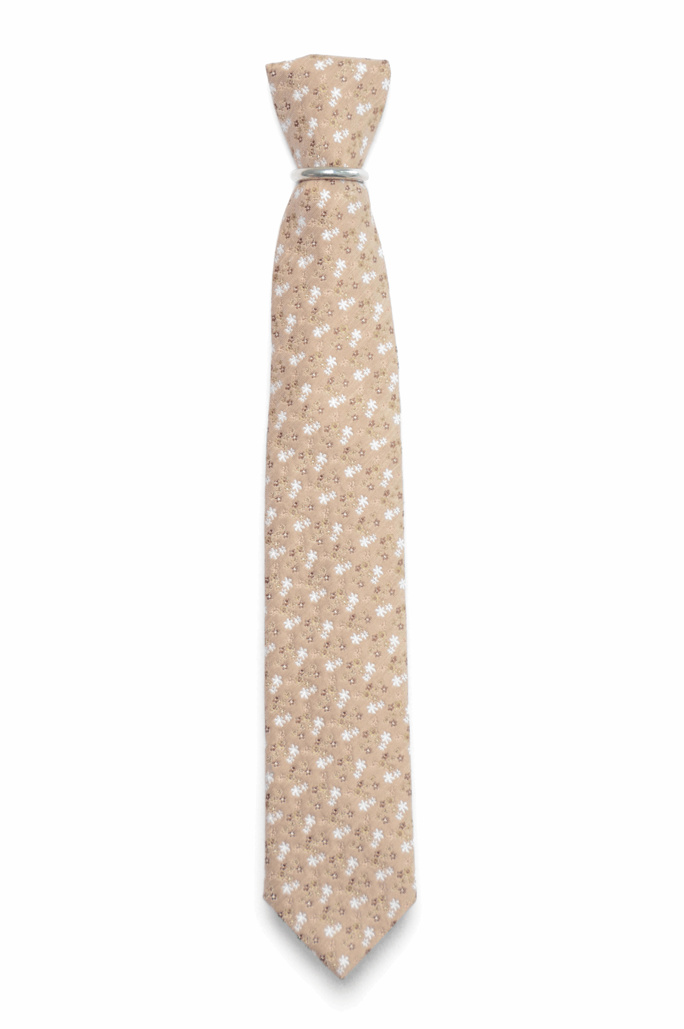 Hochzeit-Set Krawatte und Einstecktuch geblümt beige