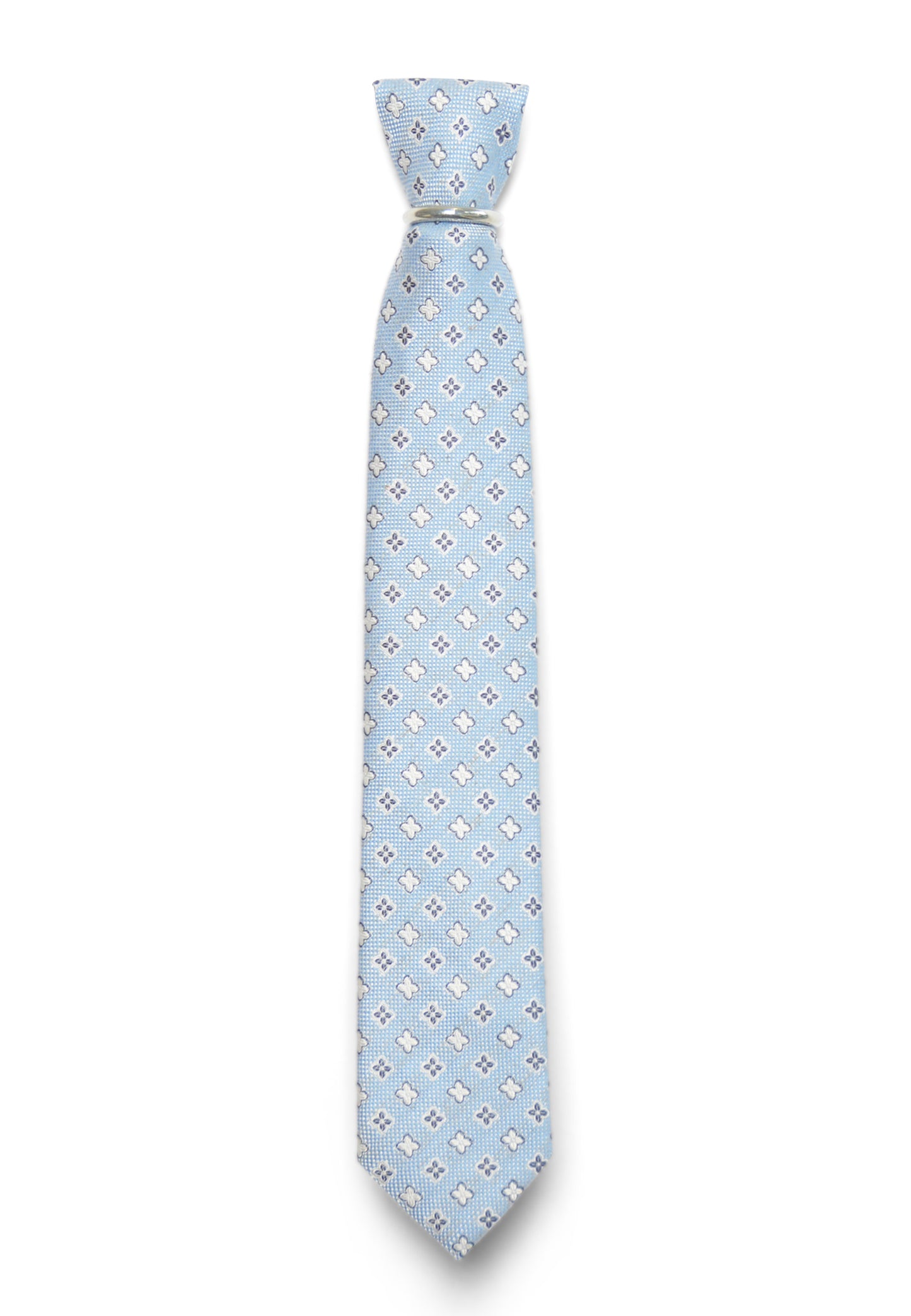 Hochzeit-Set Krawatte und Einstecktuch mit Kleinmuster hellblau