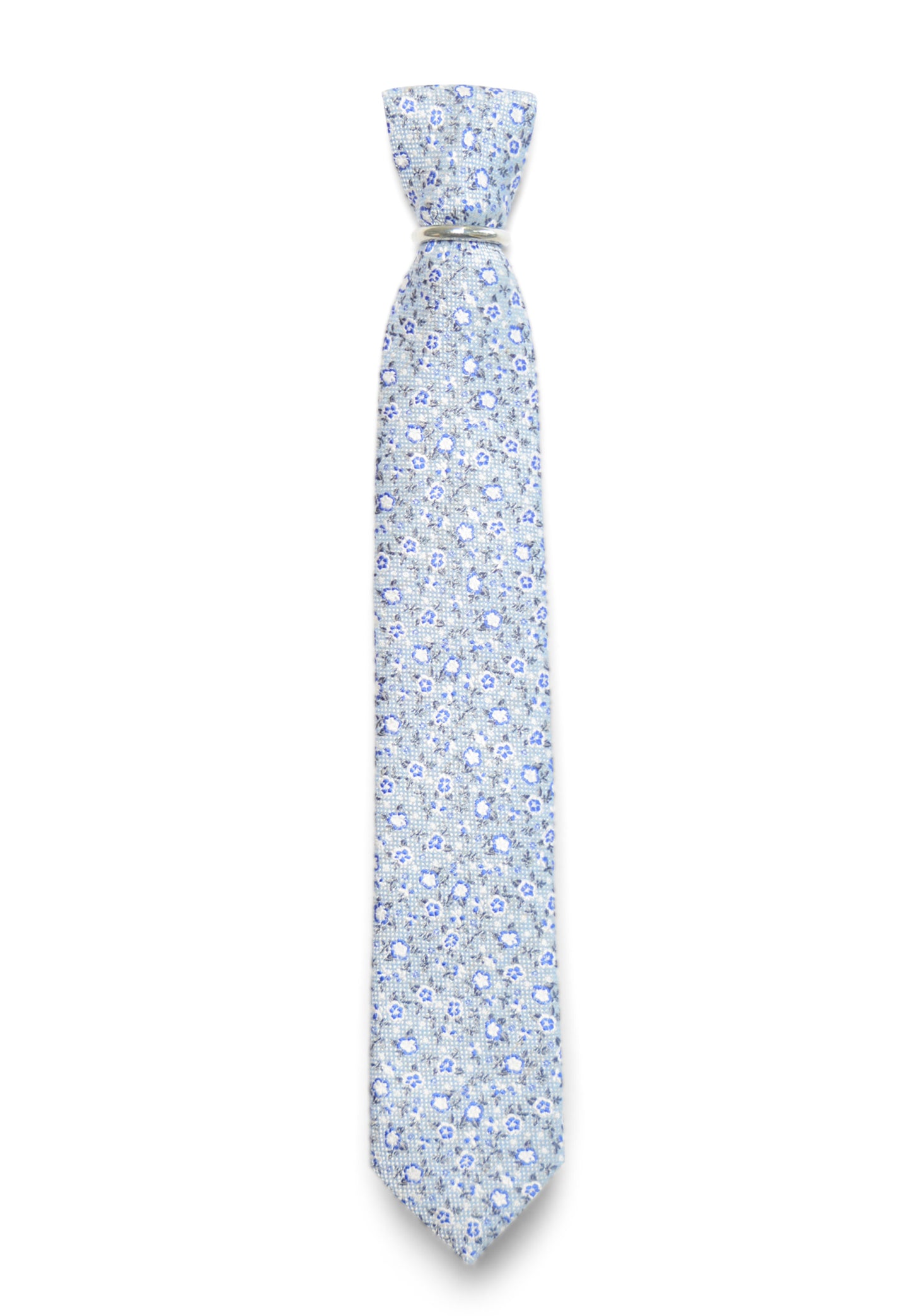 Hochzeit-Set Krawatte und Einstecktuch geblümt blau