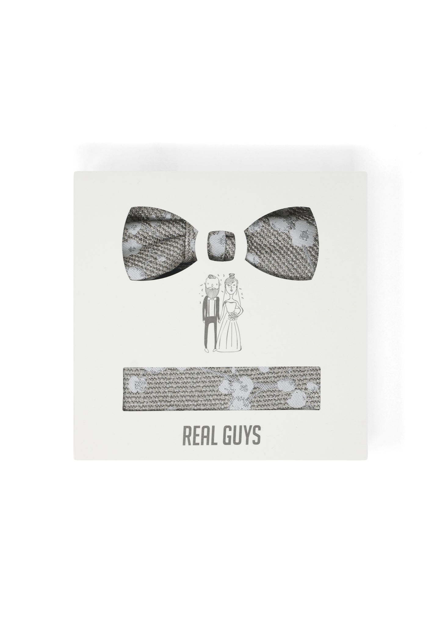 Hochzeit-Set Fliege und Einstecktuch Blumenmuster beige