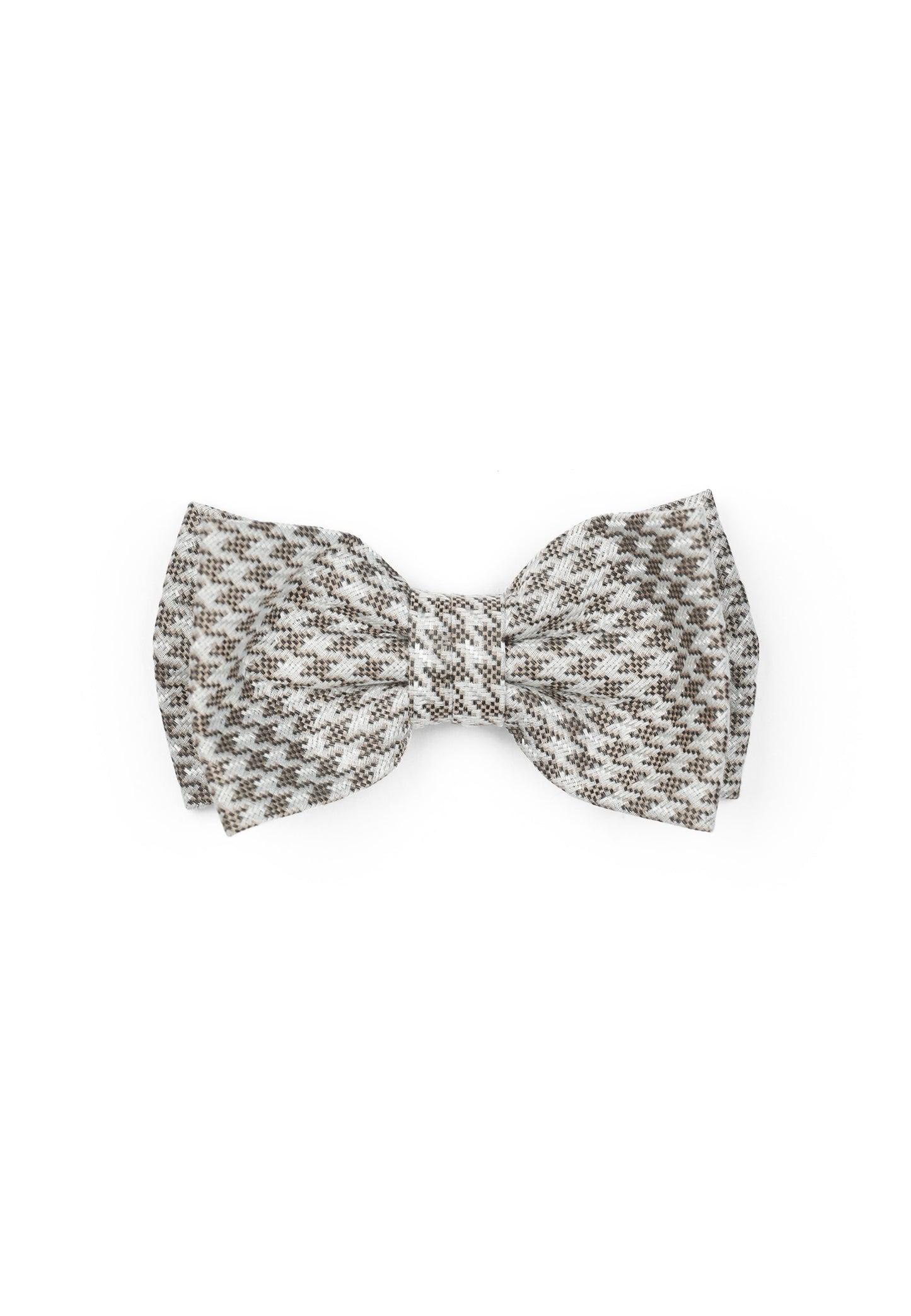 Hochzeit-Set Fliege und Einstecktuch mit Hahnentritt beige