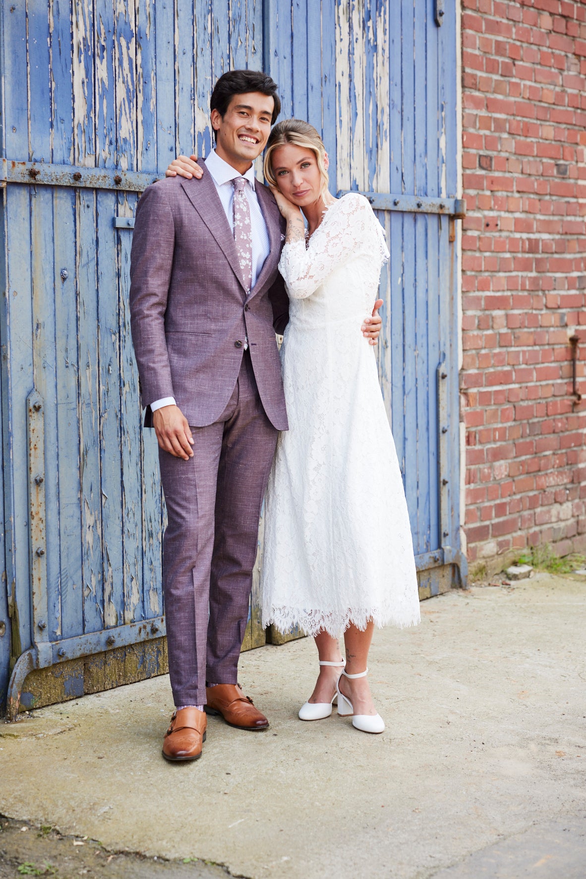 Hochzeit-Set Krawatte und Einstecktuch geblümt rosenholz
