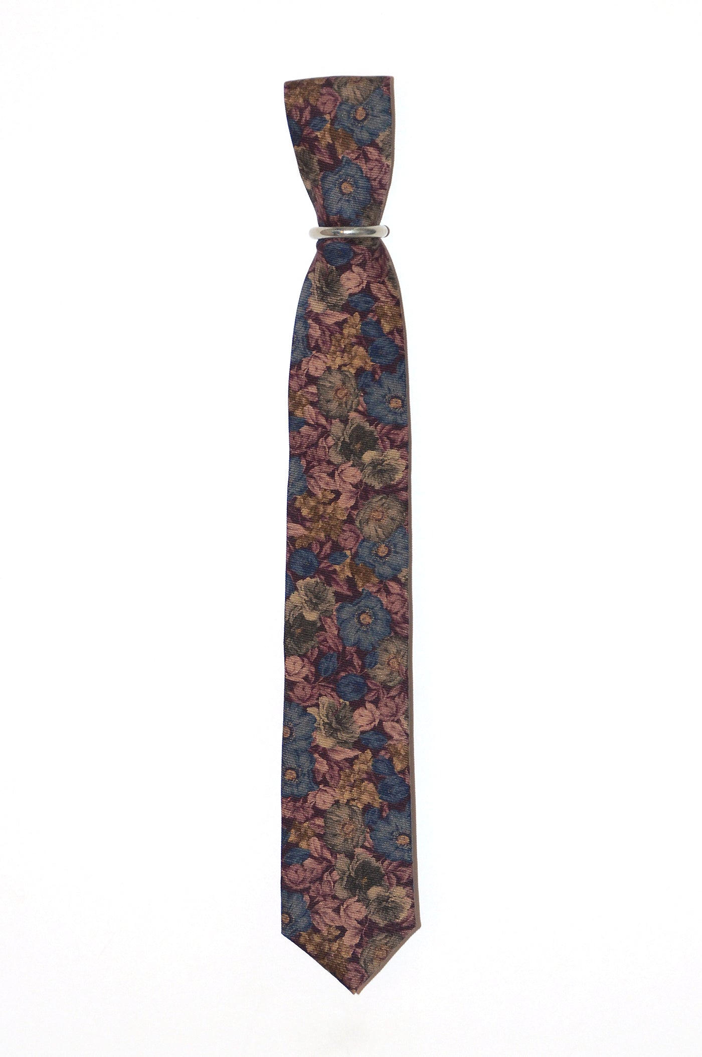 Schmale Krawatte blau mit großen Blumen - REAL GUYS