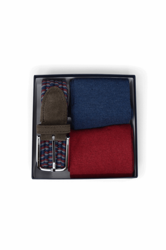 Set Gürtel und Socken - Rot/Blau