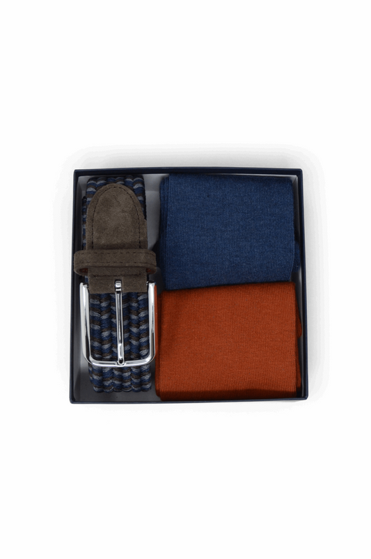 Set Gürtel und Socken - Orange/Blau