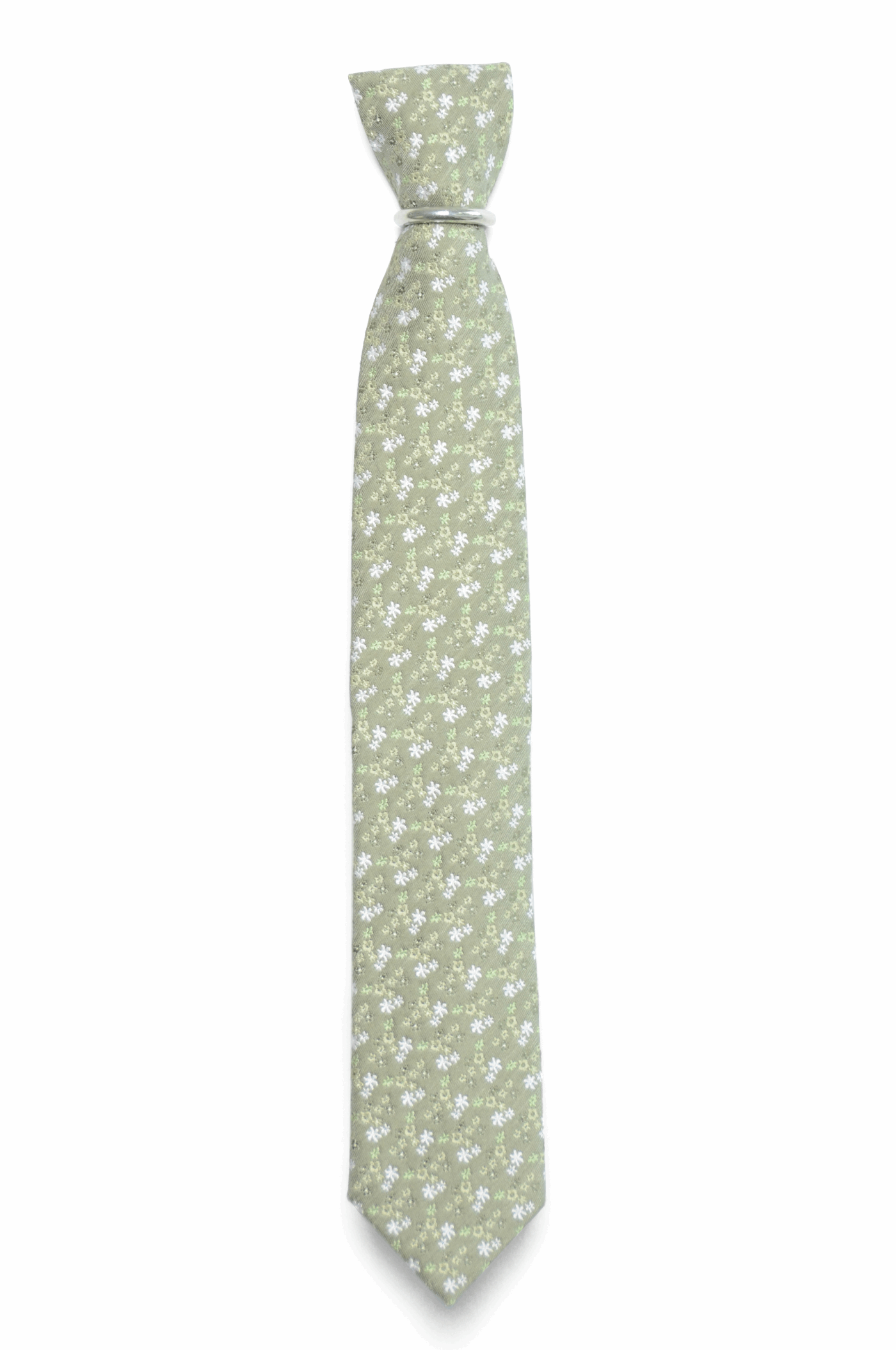 Hochzeit-Set Krawatte und Einstecktuch geblümt grün