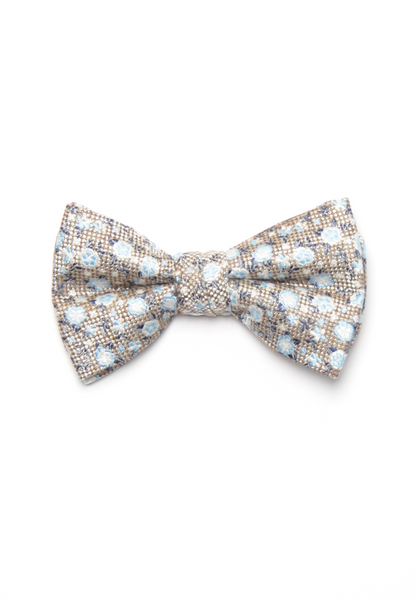 Hochzeit-Set Fliege und Einstecktuch geblümt beige