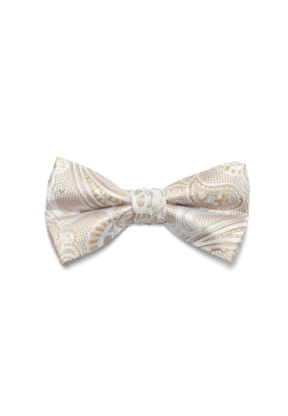Hochzeit-Set Fliege und Einstecktuch mit Paisleys beige