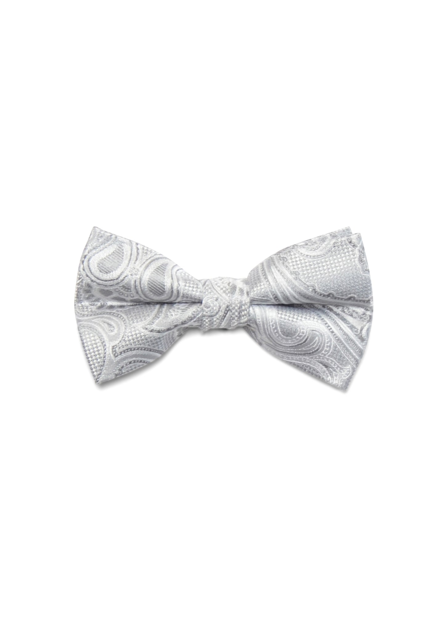Hochzeit-Set Fliege und Einstecktuch mit Paisleys silbergrau