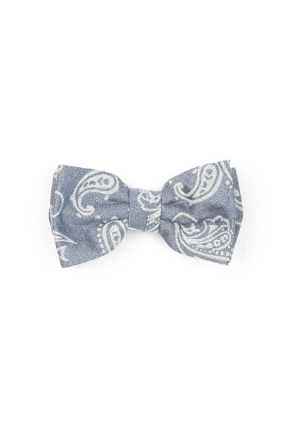 Hochzeit-Set Fliege und Einstecktuch mit Paisleys blau