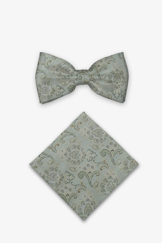 Hochzeit-Set Fliege und Einstecktuch mit tonigem Paisley rosé