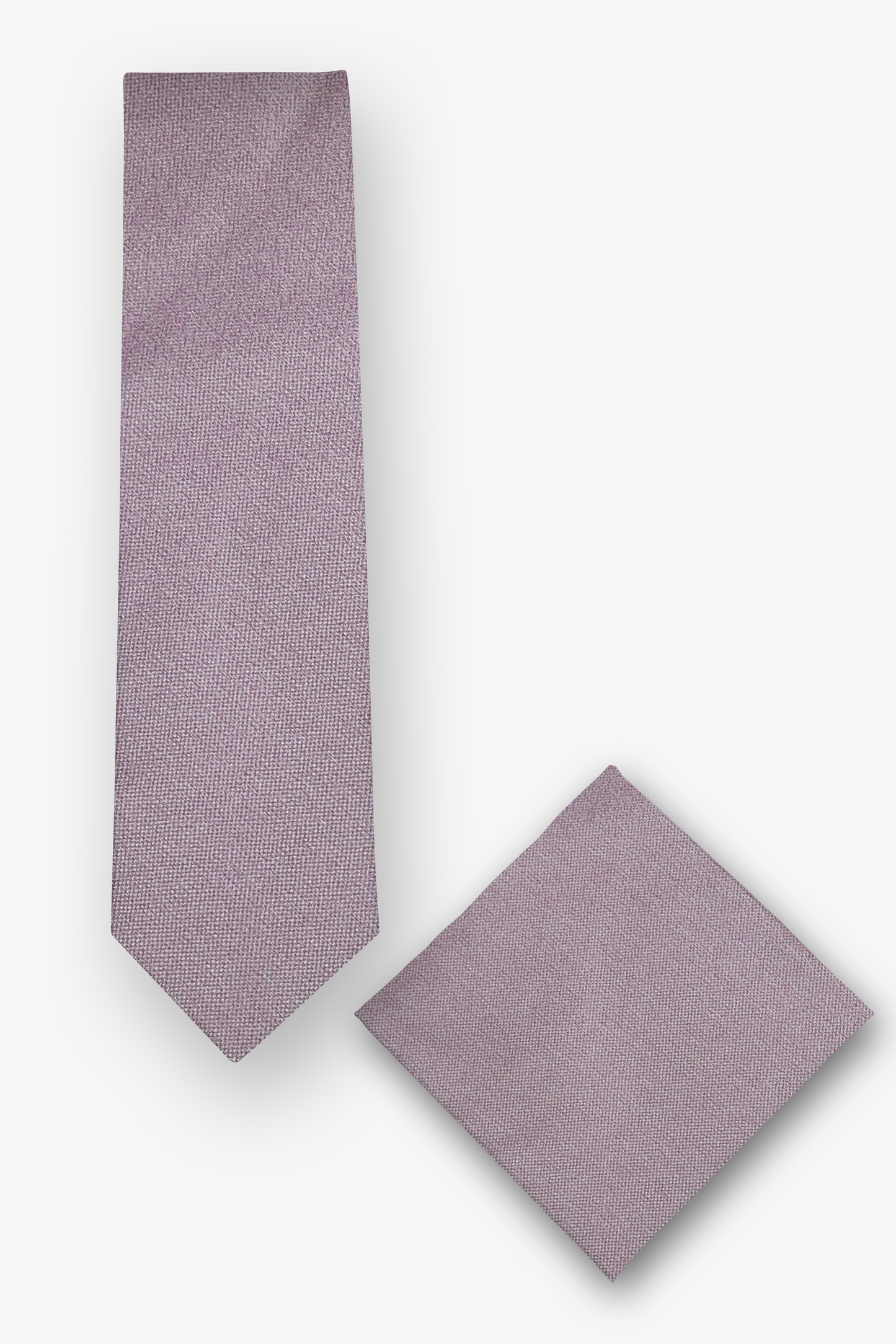 Krawatten-Set mit Einstecktuch mit uni mit Melangeeffekt in Rosé