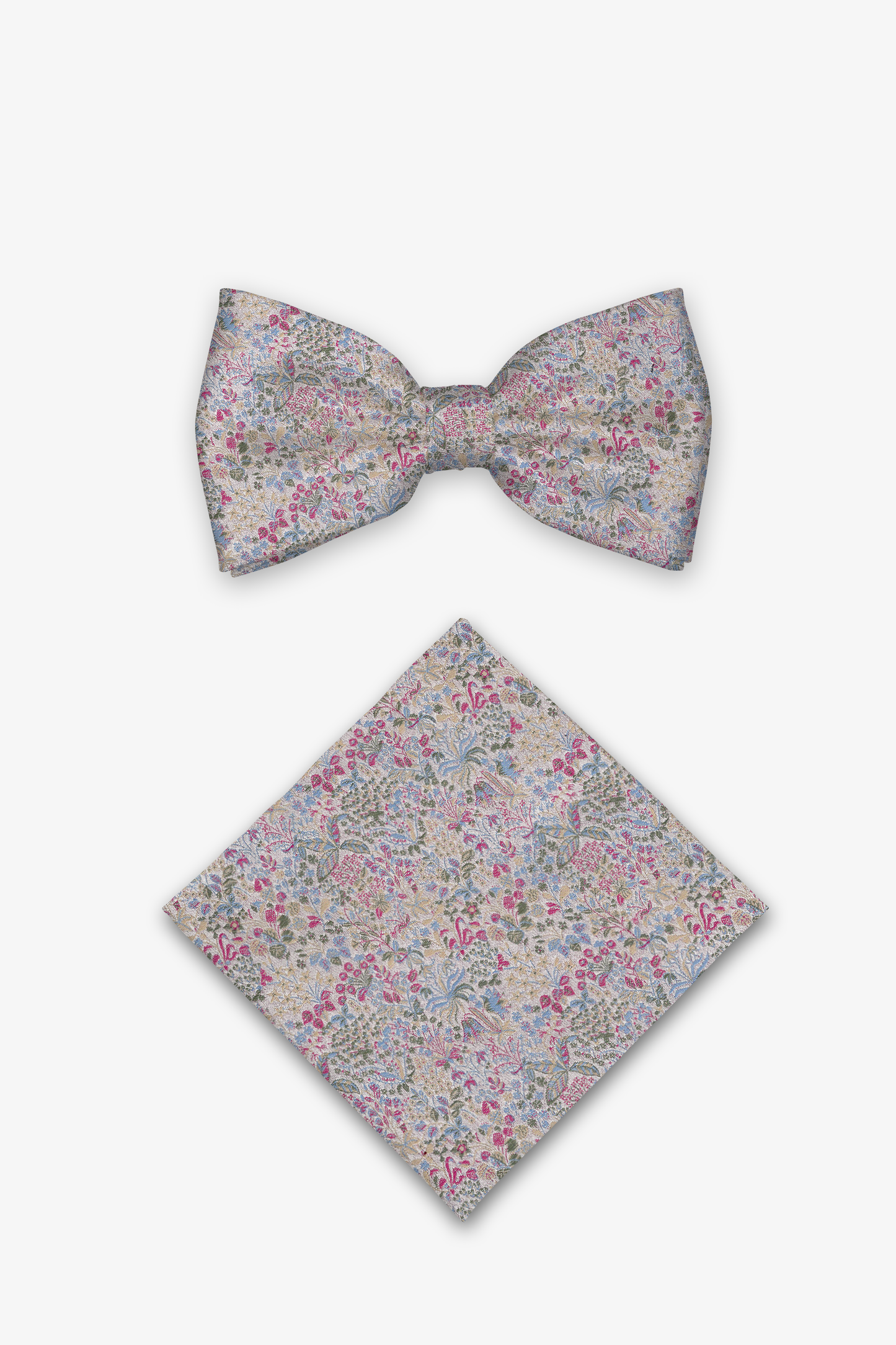 Hochzeit-Set Fliege und Einstecktuch mit tonigem Blumendesign rosé