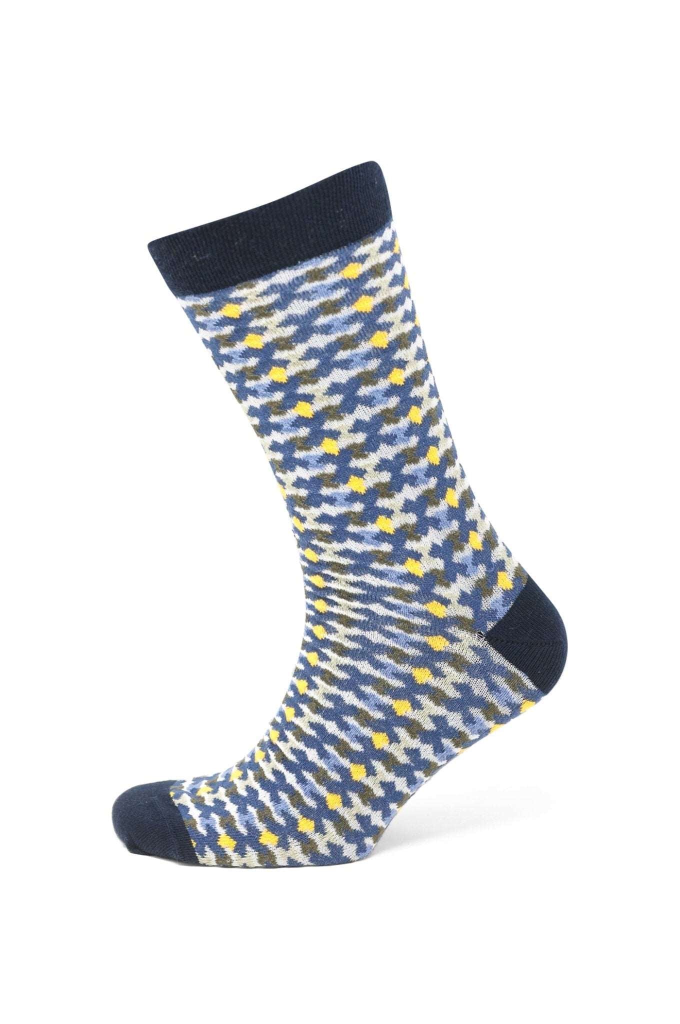 Modische Socke mit Muster - Blau/Gelb - REAL GUYS
