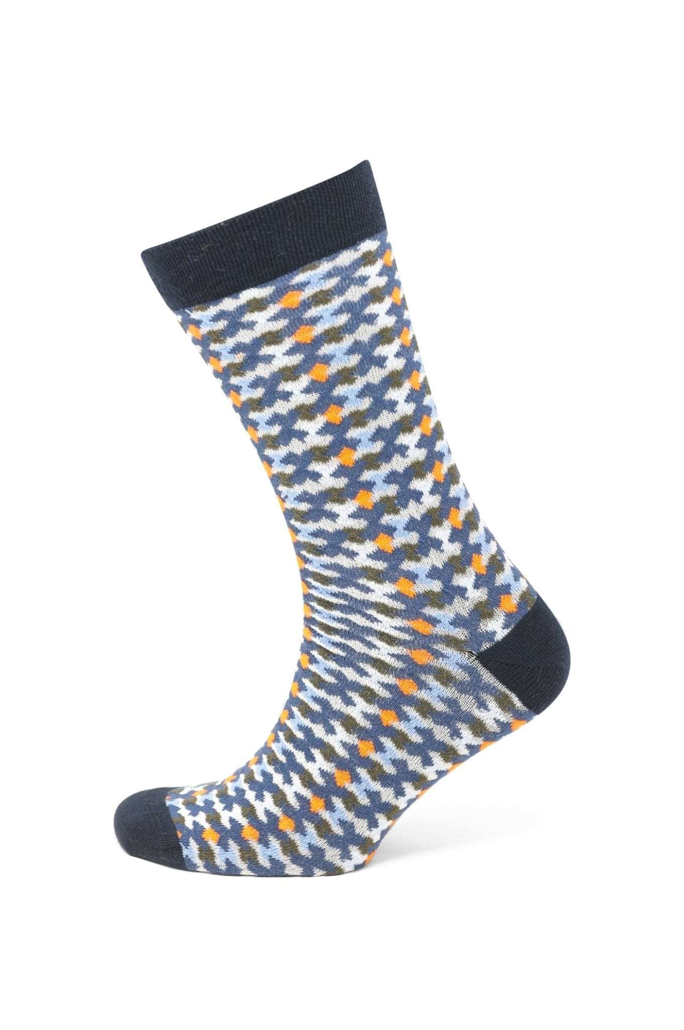 Modische Socke mit Muster - Blau/Gelb - REAL GUYS