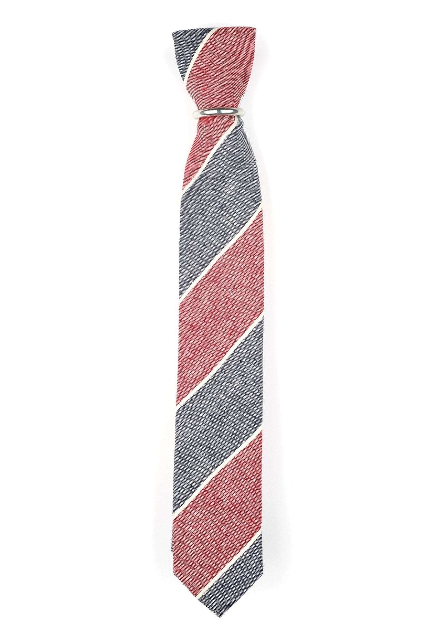 Schmale Krawatte mit Blpckstreifen - REAL GUYS