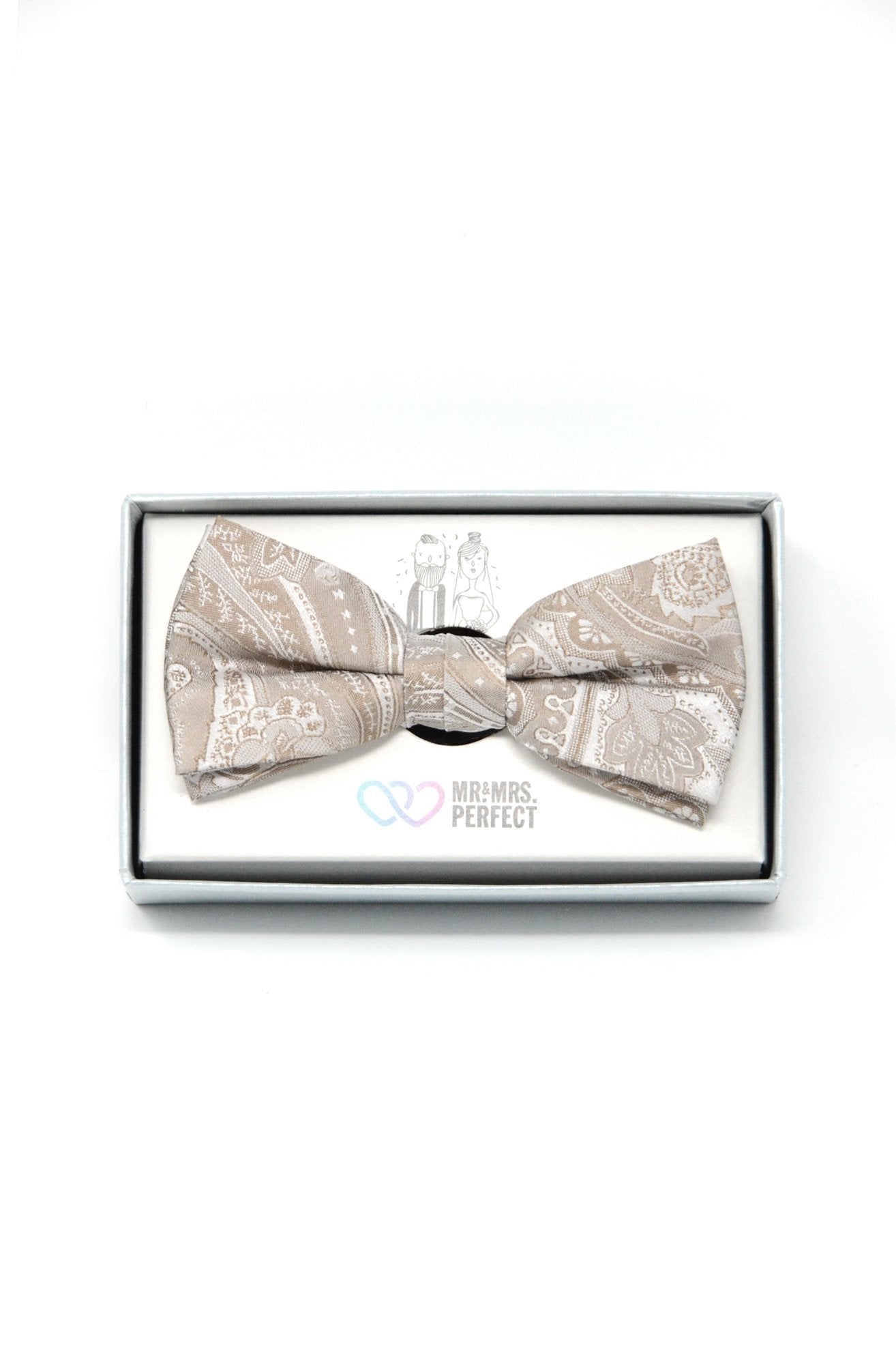 Fliege für Hochzeit mit Paisley in Taupe - REAL GUYS
