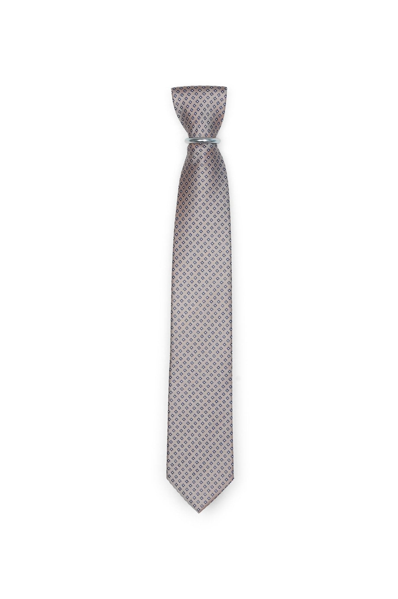 Krawatte mit Quadrat-Muster - Beige - REAL GUYS