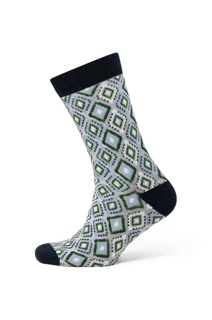 Modische Socke mit Rauten - Blau/Grün - REAL GUYS