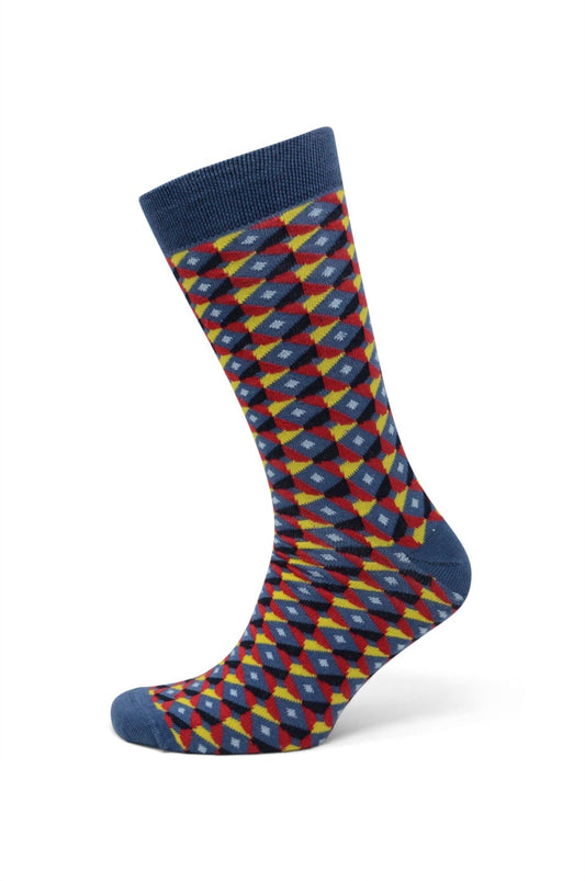 Modische Socke mit Rautenmuster - Blau - REAL GUYS