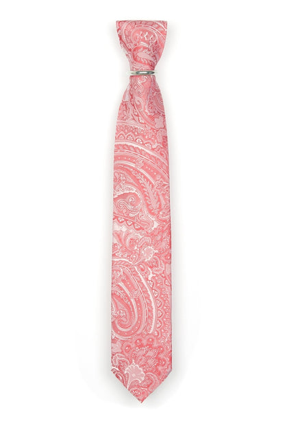 Schmale Hochzeitskrawatte Rot mit Paisley - REAL GUYS