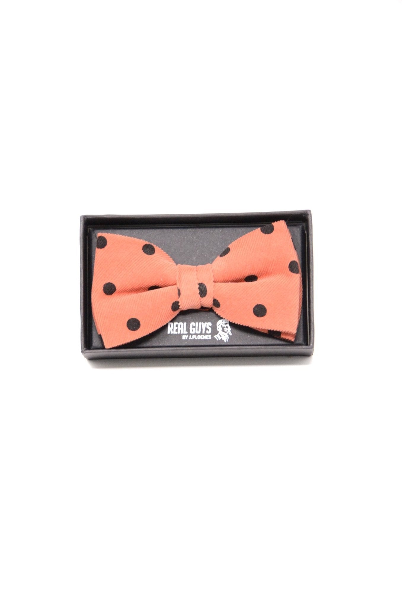 Schmale orange Fliege mit schwarzen Punkten - REAL GUYS